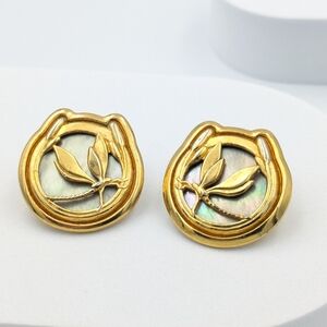 Nuri vintage signed dragonfly earrings with abalone shell inserts